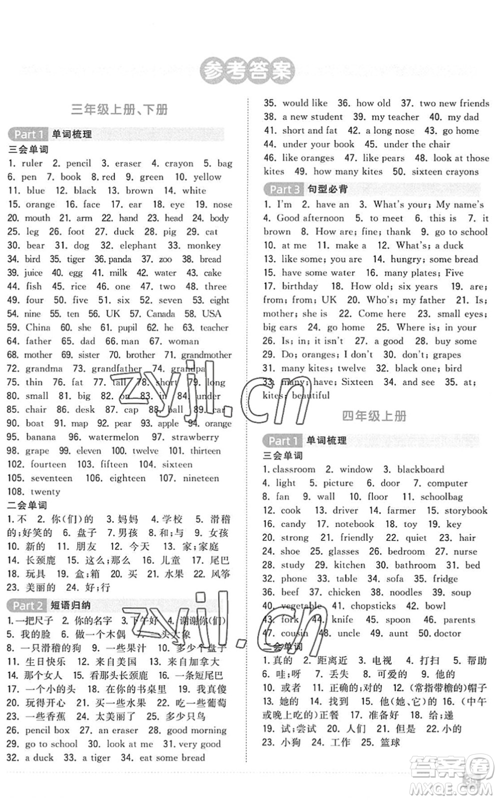 江西教育出版社2022陽(yáng)光同學(xué)小學(xué)畢業(yè)升學(xué)系統(tǒng)總復(fù)習(xí)六年級(jí)英語(yǔ)下冊(cè)人教版答案