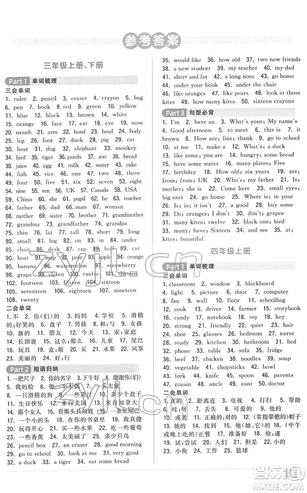 江西教育出版社2022陽光同學(xué)浙江省小學(xué)畢業(yè)升學(xué)系統(tǒng)總復(fù)習(xí)六年級(jí)英語下冊人教版答案