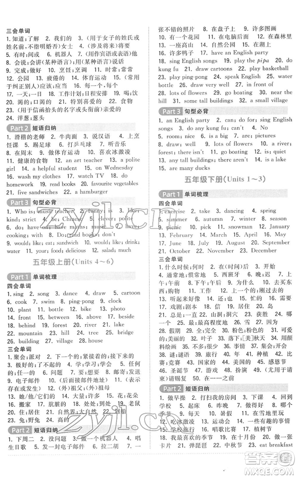 江西教育出版社2022陽光同學(xué)浙江省小學(xué)畢業(yè)升學(xué)系統(tǒng)總復(fù)習(xí)六年級(jí)英語下冊人教版答案
