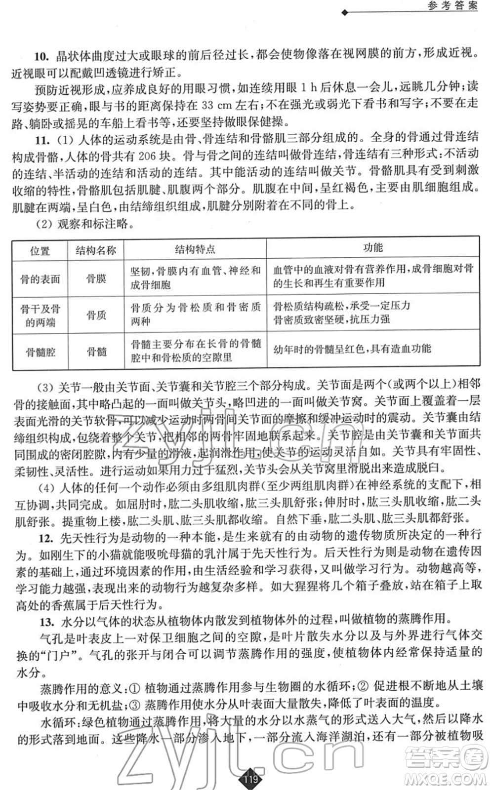 江蘇人民出版社2022中考復(fù)習(xí)指南九年級生物通用版答案