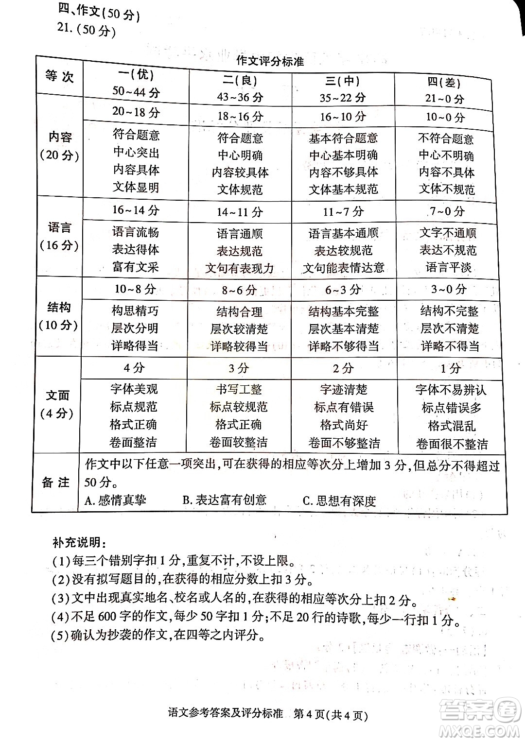 2022年陜西省初中學(xué)業(yè)水平考試語(yǔ)文試題及答案