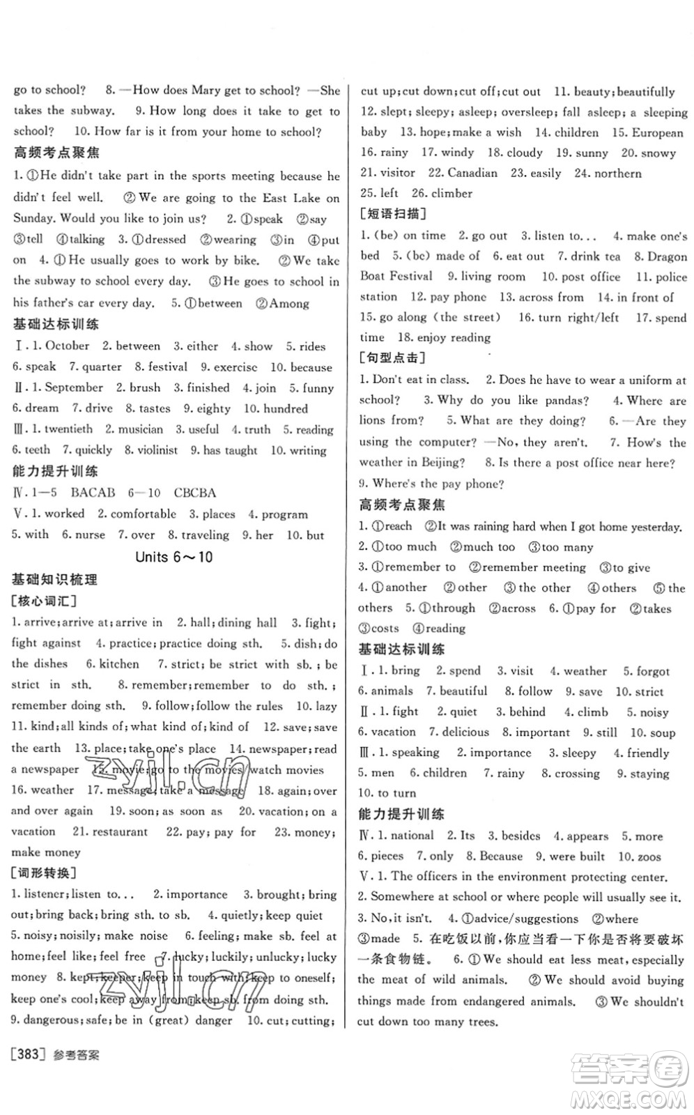 新疆青少年出版社2022升學(xué)錦囊九年級(jí)英語泰安專版答案