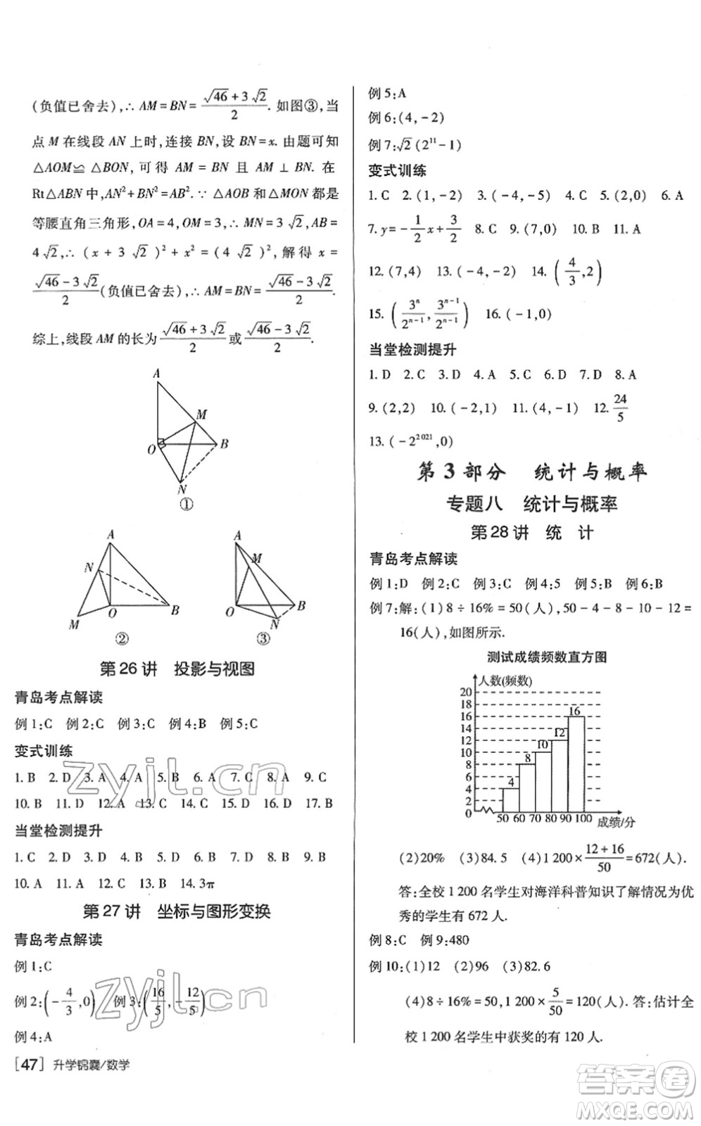 新疆青少年出版社2022升學(xué)錦囊九年級(jí)數(shù)學(xué)青島專版答案