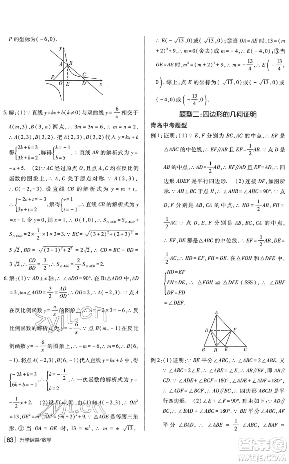 新疆青少年出版社2022升學(xué)錦囊九年級(jí)數(shù)學(xué)青島專版答案
