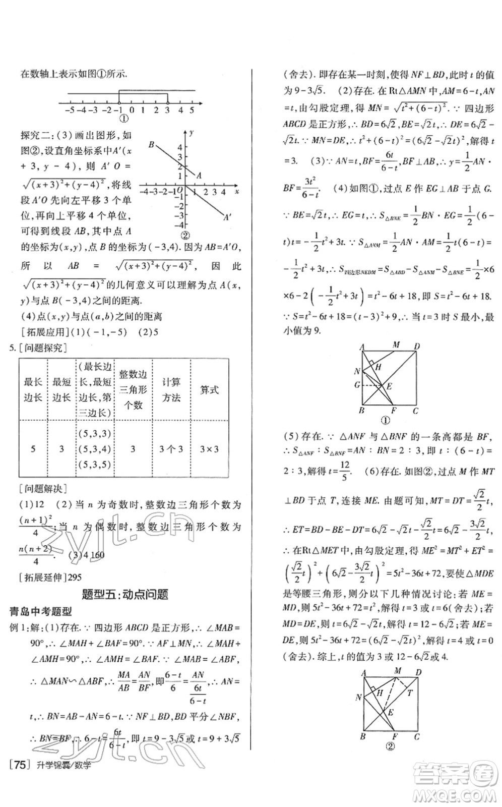 新疆青少年出版社2022升學(xué)錦囊九年級(jí)數(shù)學(xué)青島專版答案