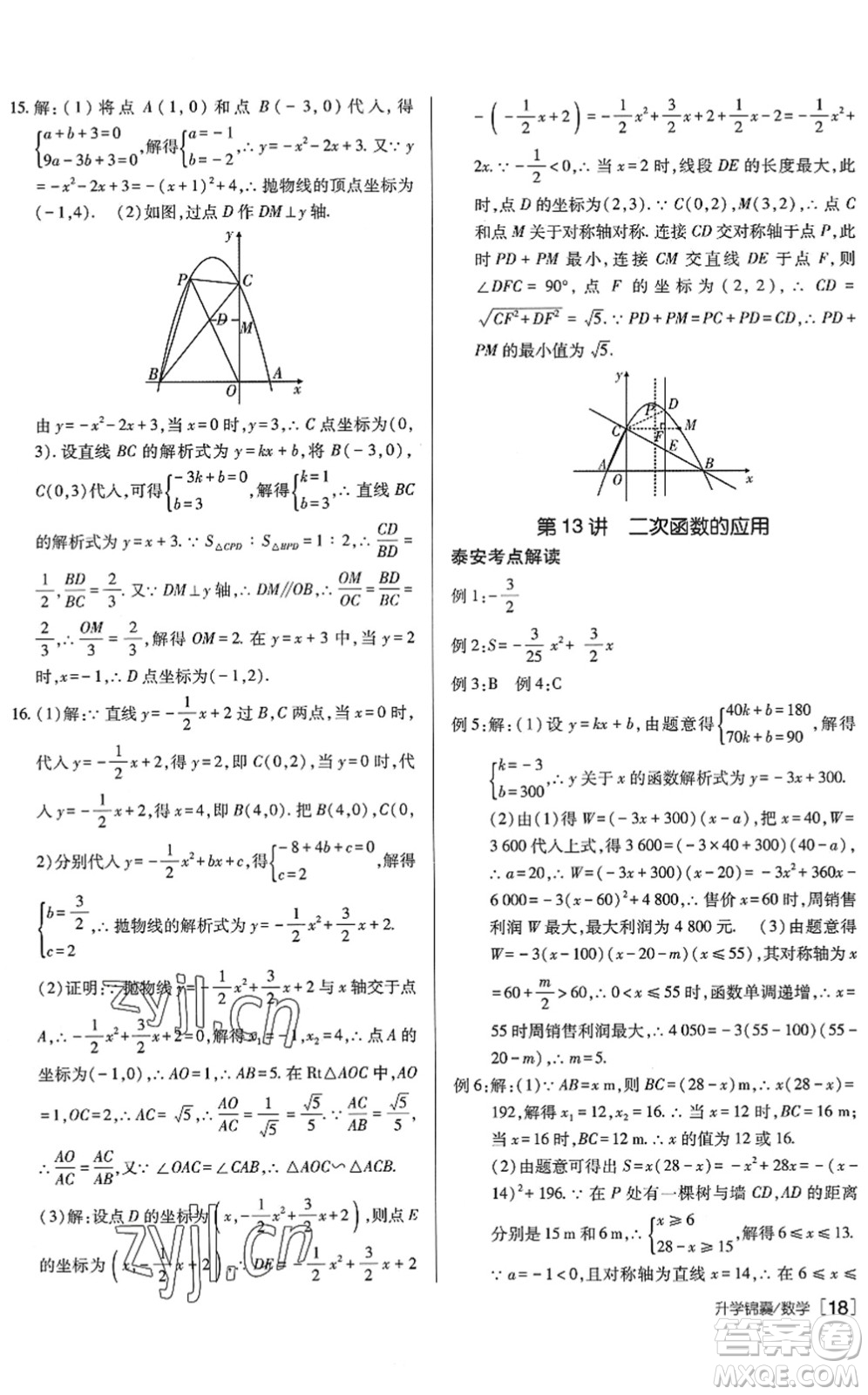 新疆青少年出版社2022升學(xué)錦囊九年級數(shù)學(xué)泰安專版答案