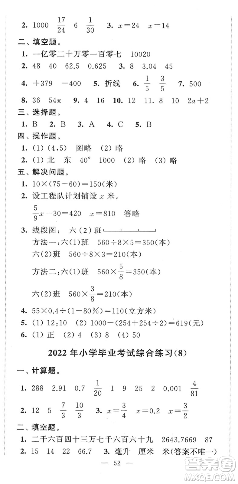 江蘇人民出版社2022小學(xué)升初中教材學(xué)法指導(dǎo)六年級(jí)數(shù)學(xué)蘇教版答案