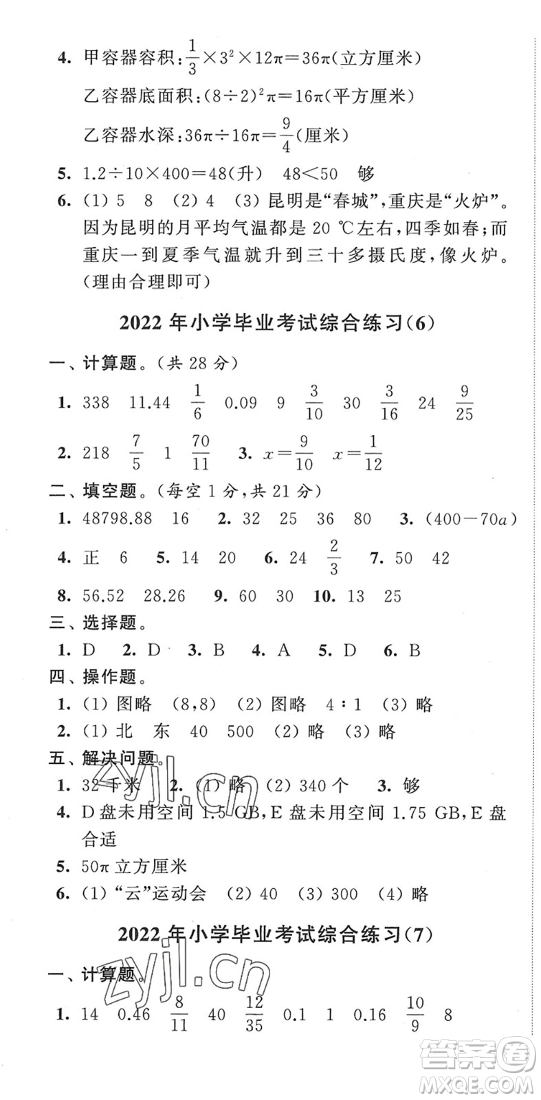 江蘇人民出版社2022小學(xué)升初中教材學(xué)法指導(dǎo)六年級(jí)數(shù)學(xué)蘇教版答案