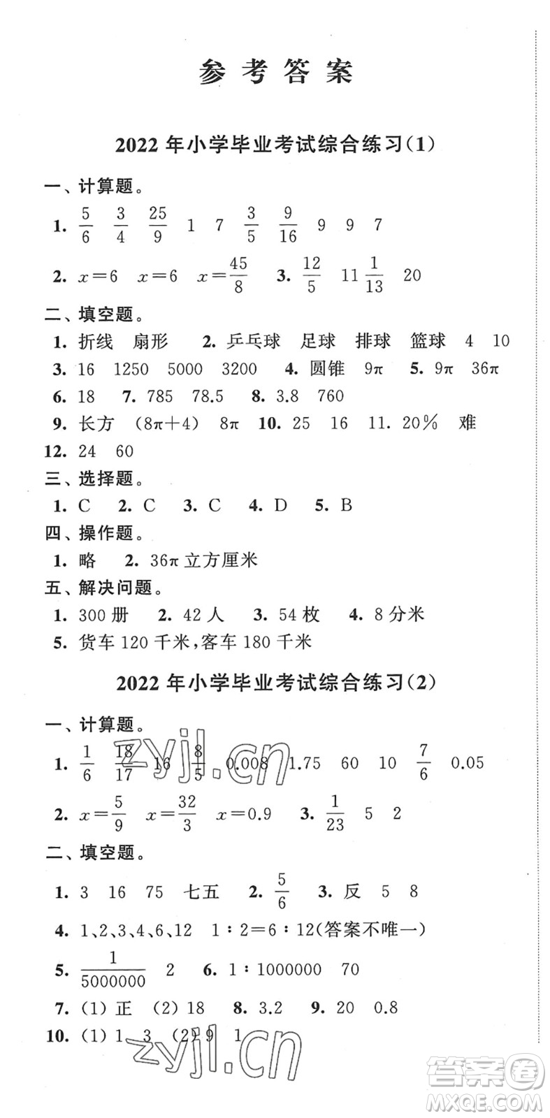 江蘇人民出版社2022小學(xué)升初中教材學(xué)法指導(dǎo)六年級(jí)數(shù)學(xué)蘇教版答案