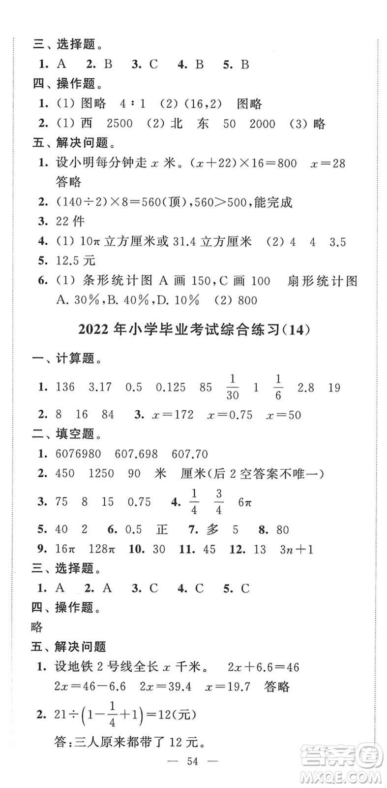 江蘇人民出版社2022小學(xué)升初中教材學(xué)法指導(dǎo)六年級(jí)數(shù)學(xué)蘇教版答案