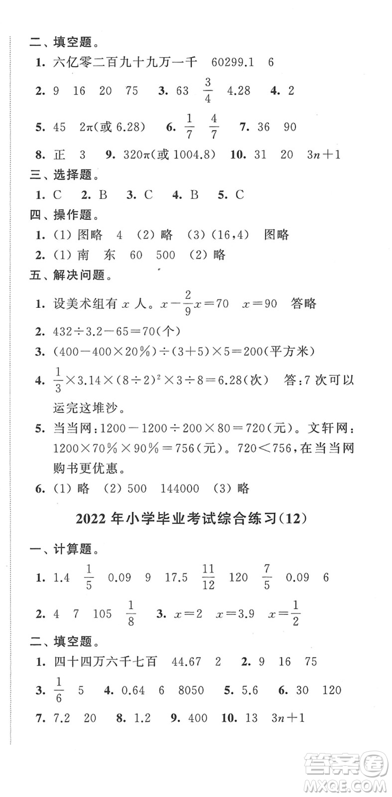 江蘇人民出版社2022小學(xué)升初中教材學(xué)法指導(dǎo)六年級(jí)數(shù)學(xué)蘇教版答案