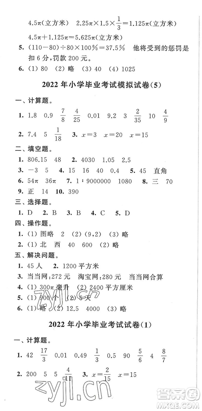 江蘇人民出版社2022小學(xué)升初中教材學(xué)法指導(dǎo)六年級(jí)數(shù)學(xué)蘇教版答案