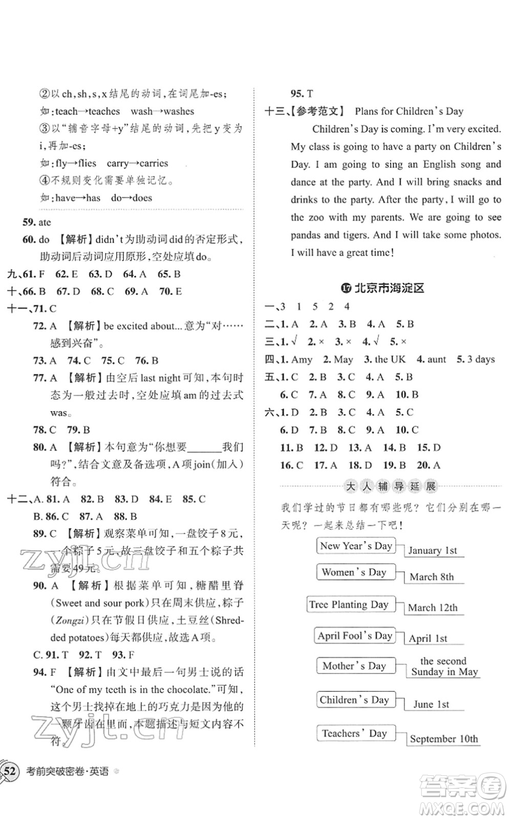 江西人民出版社2022王朝霞小學畢業(yè)總復習綜合能力驗收卷六年級英語通用版答案