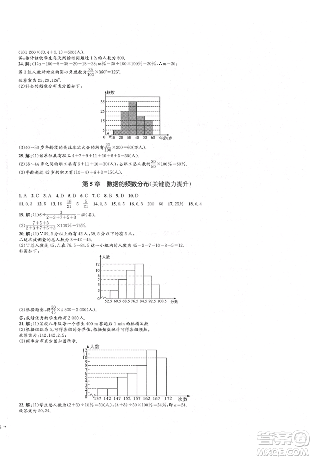 湖南教育出版社2022湘教考苑單元測(cè)試卷八年級(jí)下冊(cè)數(shù)學(xué)湘教版參考答案