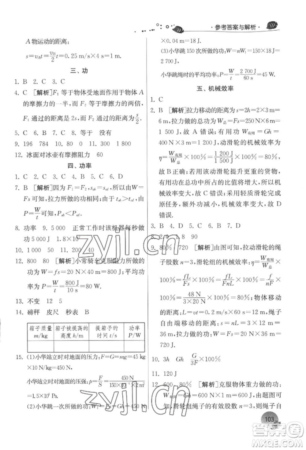 江蘇人民出版社2022實驗班提優(yōu)訓(xùn)練暑假銜接八升九物理蘇科版參考答案