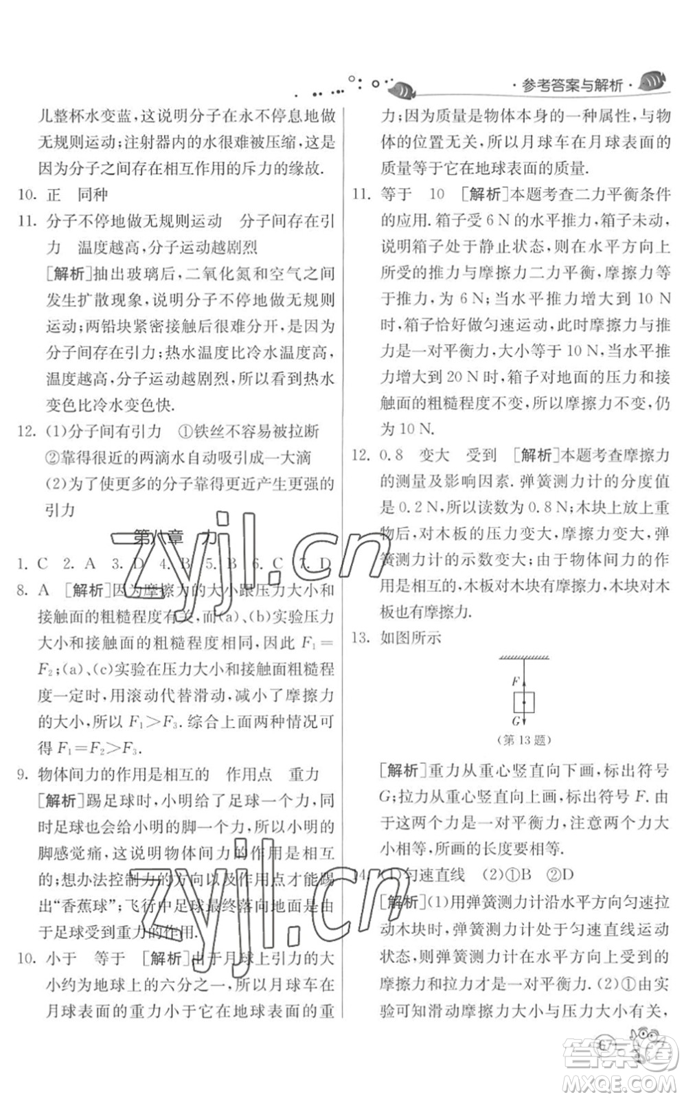 江蘇人民出版社2022快樂(lè)暑假八年級(jí)物理JSKJ蘇科版答案