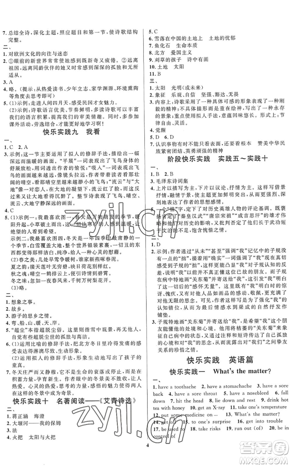 延邊教育出版社2022暑假作業(yè)快樂實(shí)踐八年級德育美育與人文通用版答案