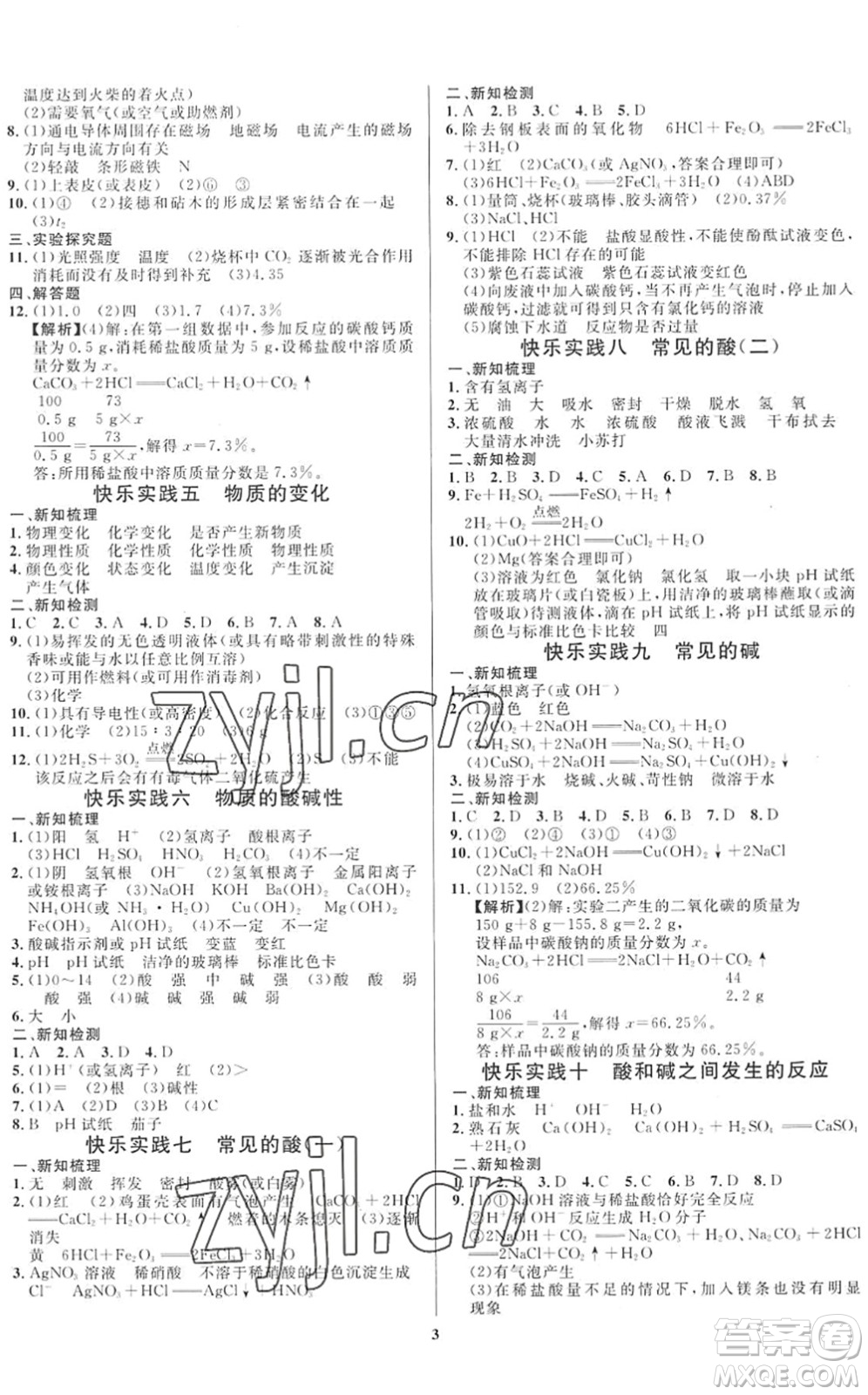 延邊教育出版社2022暑假作業(yè)快樂實(shí)踐八年級(jí)勞育安全與數(shù)理通用版答案