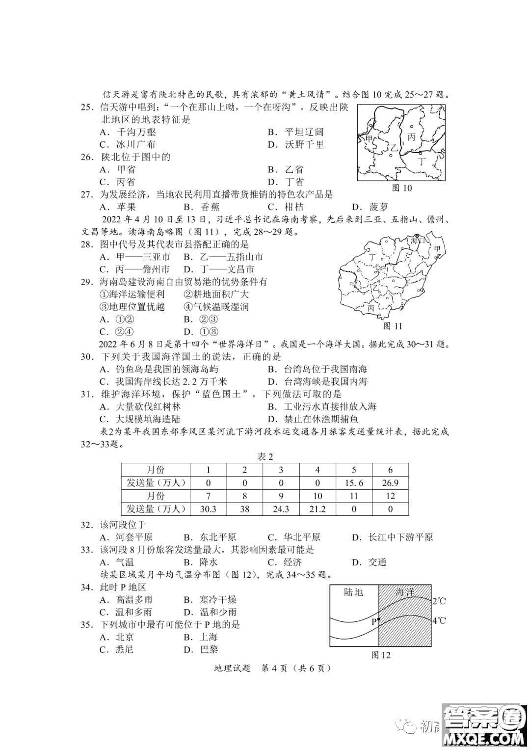 2022年海南省初中學業(yè)水平考試地理試卷及答案