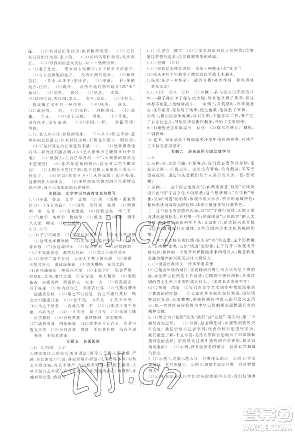 合肥工業(yè)大學(xué)出版社2022假期伴你行暑假復(fù)習(xí)計劃八年級語文人教版參考答案