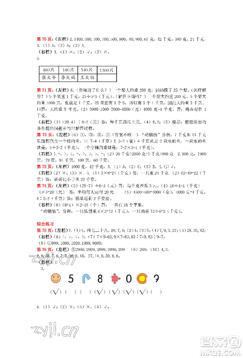 安徽少年兒童出版社2022暑假生活二年級數(shù)學(xué)人教版參考答案
