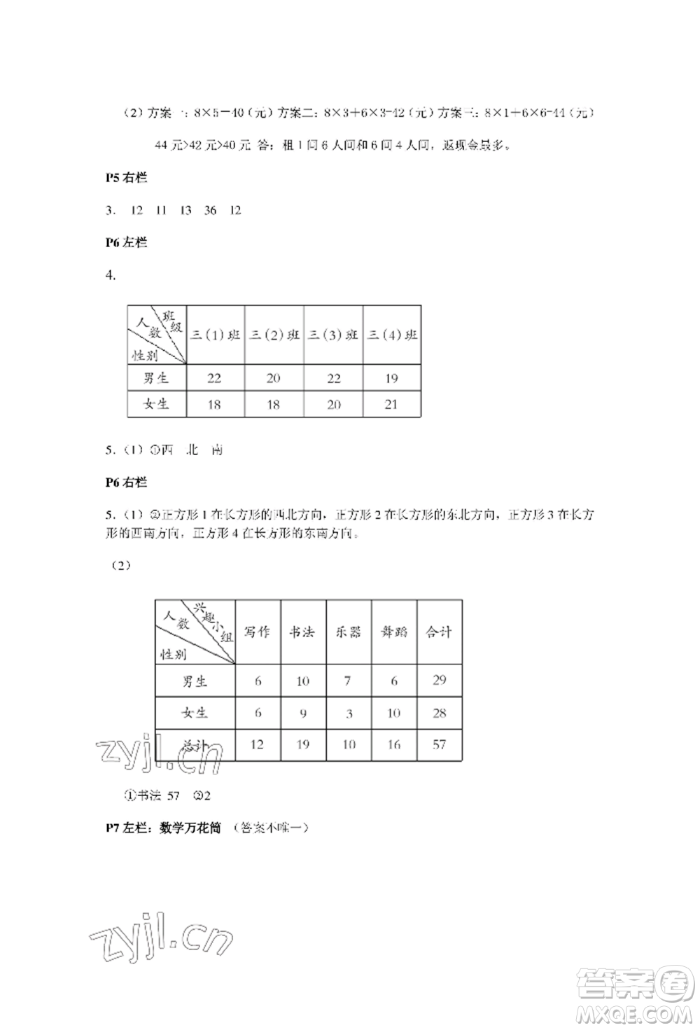 安徽少年兒童出版社2022暑假作業(yè)三年級數(shù)學人教版參考答案