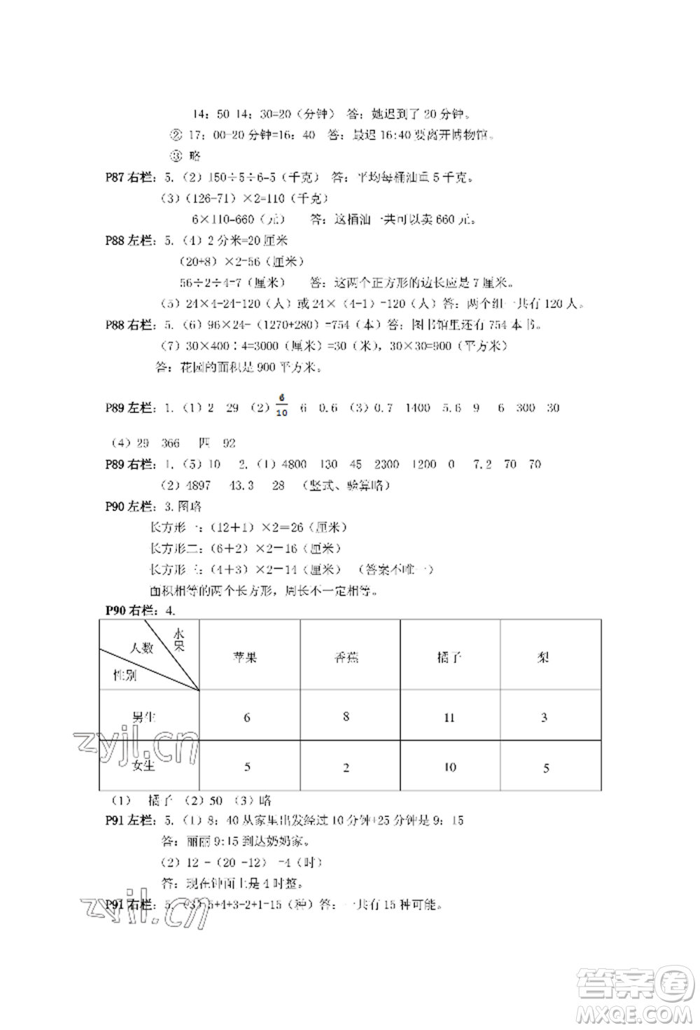 安徽少年兒童出版社2022暑假作業(yè)三年級數(shù)學人教版參考答案