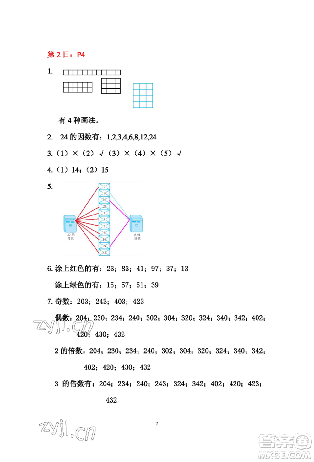 安徽少年兒童出版社2022暑假作業(yè)五年級數(shù)學(xué)人教版參考答案