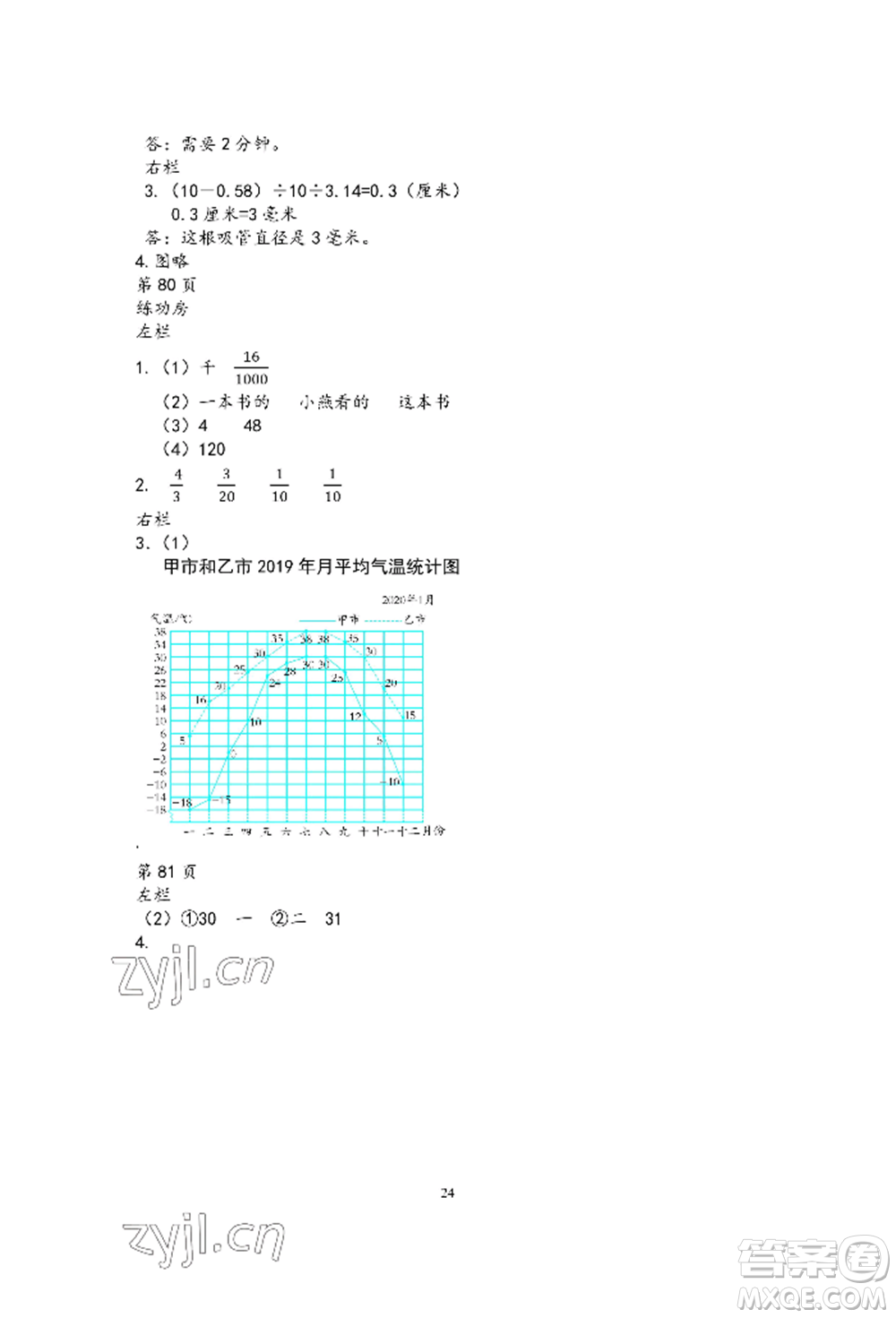 安徽少年兒童出版社2022暑假作業(yè)五年級(jí)數(shù)學(xué)蘇教版參考答案