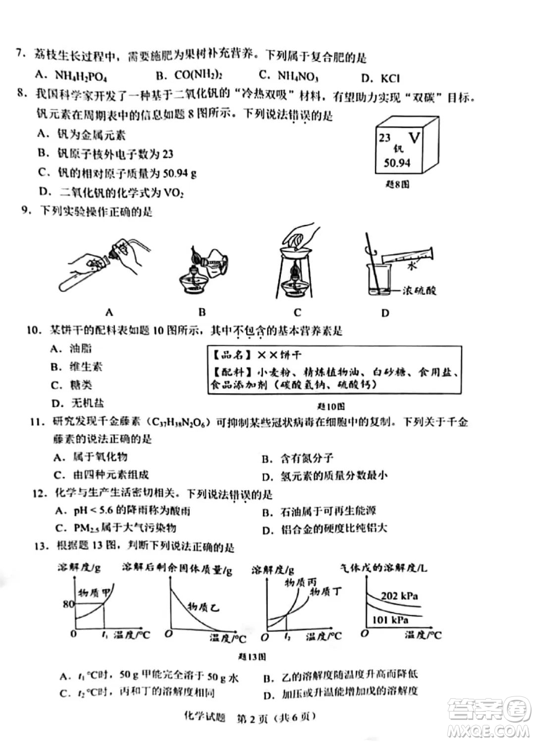 2022年廣東省初中學業(yè)水平考試化學試題及答案