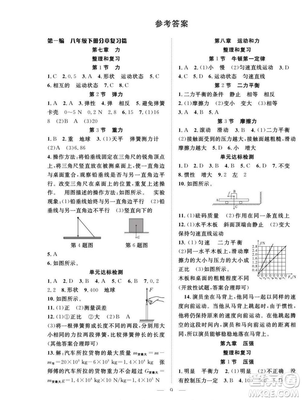 吉林教育出版社2022優(yōu)等生快樂(lè)暑假最佳復(fù)習(xí)計(jì)劃八年級(jí)物理人教版答案