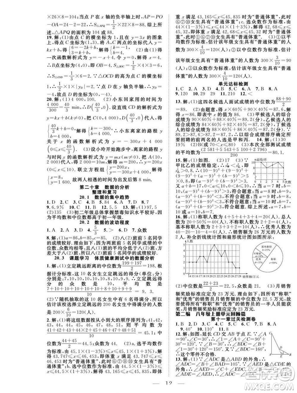 吉林教育出版社2022優(yōu)等生快樂暑假最佳復(fù)習(xí)計劃八年級數(shù)學(xué)人教版答案
