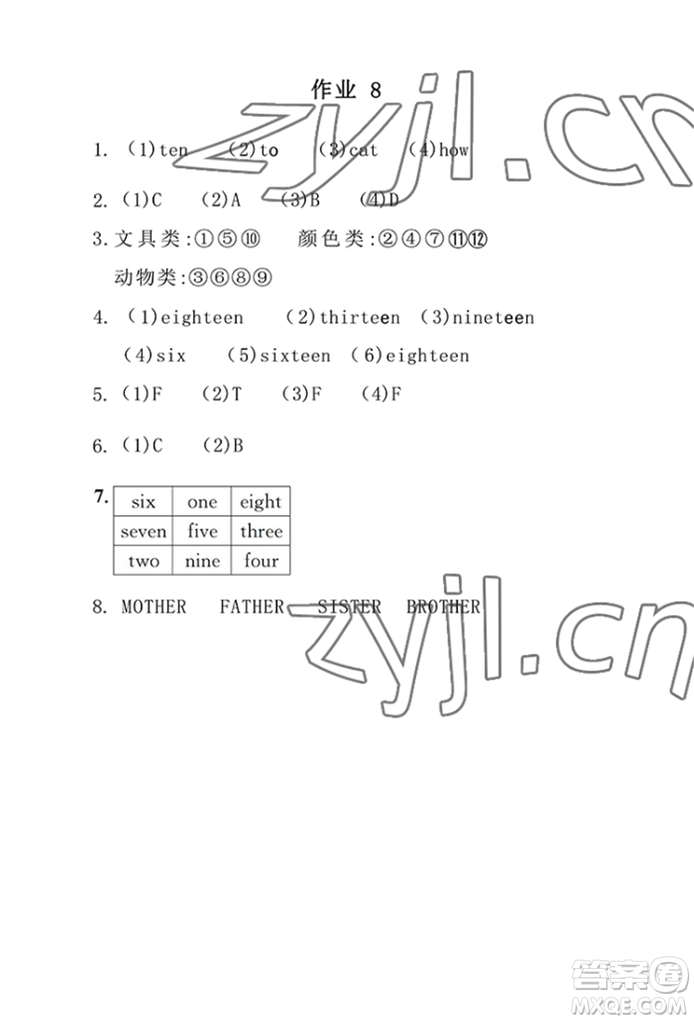 崇文書局2022長(zhǎng)江暑假作業(yè)三年級(jí)英語人教版參考答案