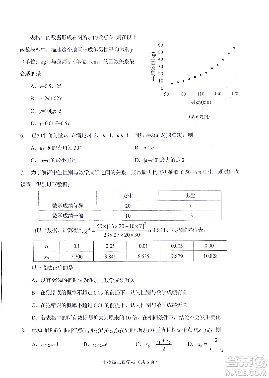 金華十校2021-2022學年第二學期期末調研考試高二數(shù)學試題卷及答案