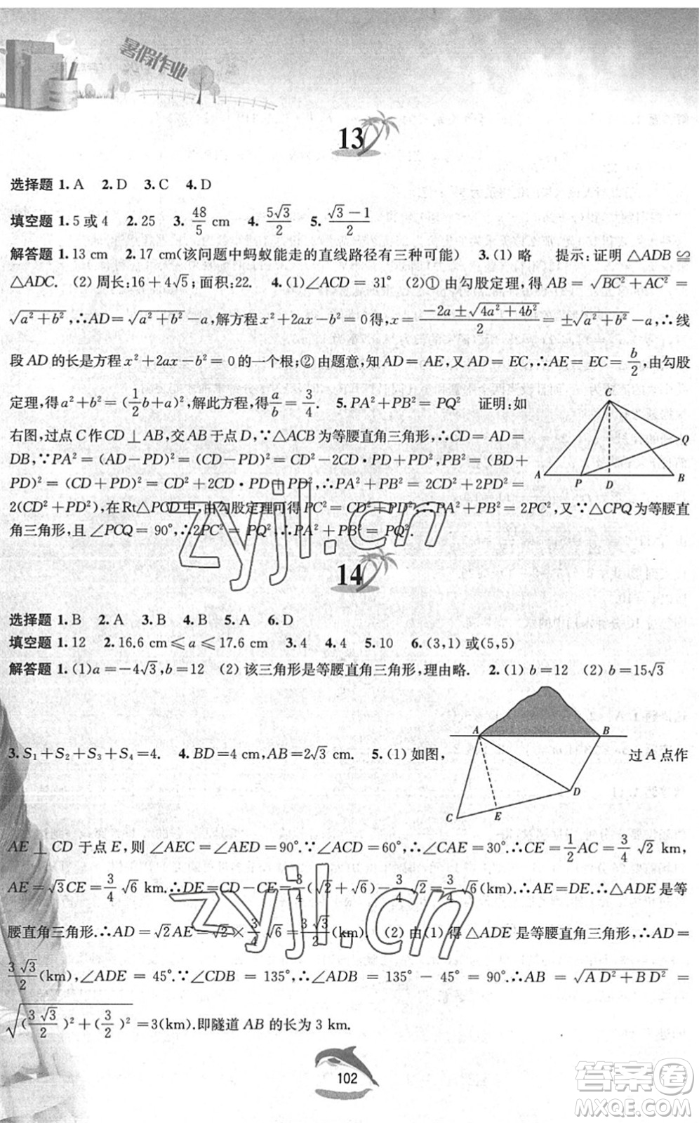 黃山書社2022暑假作業(yè)八年級數(shù)學(xué)滬科版答案