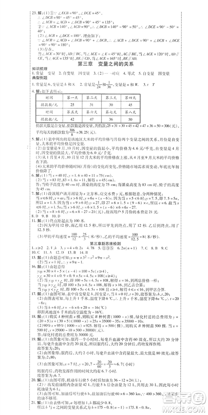 黑龍江美術(shù)出版社2022假期新思維期末+暑假+銜接七年級數(shù)學(xué)B北師版答案