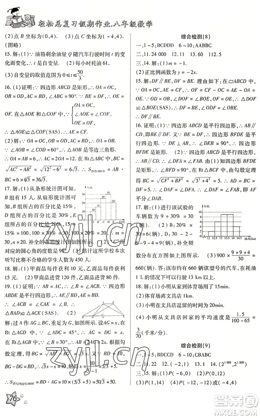 河北科學(xué)技術(shù)出版社2022輕松總復(fù)習(xí)假期作業(yè)輕松暑假八年級(jí)數(shù)學(xué)通用版答案