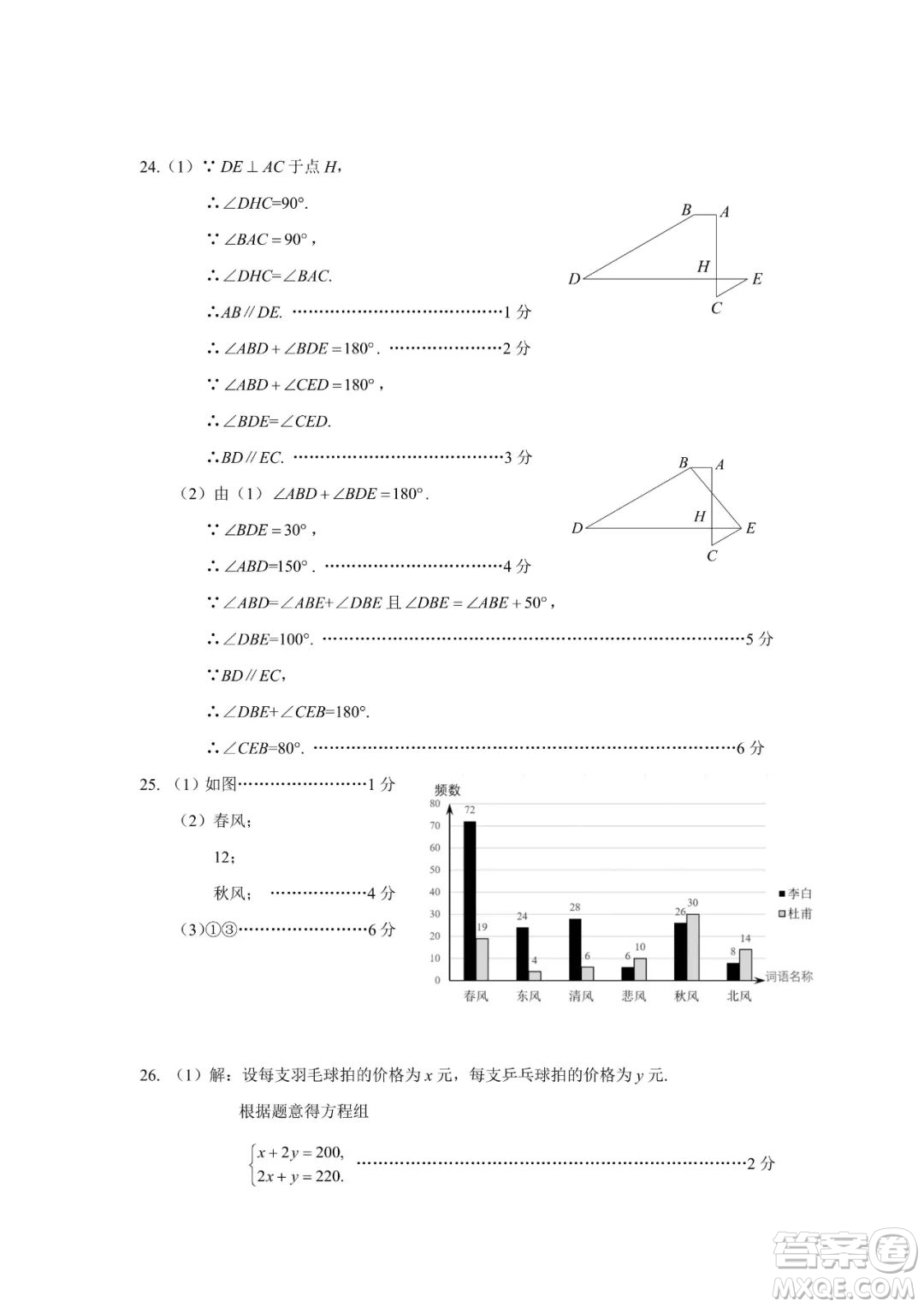 上海海淀區(qū)2022七年級(jí)下學(xué)期期末練習(xí)數(shù)學(xué)試題及答案