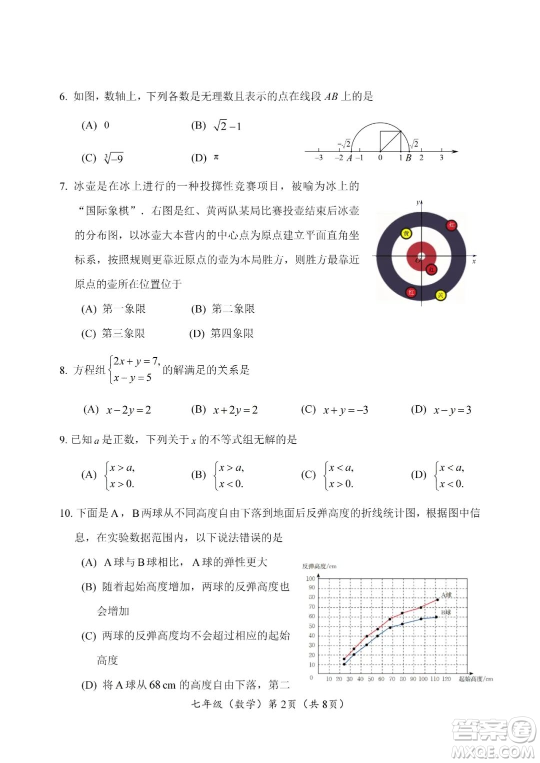 上海海淀區(qū)2022七年級(jí)下學(xué)期期末練習(xí)數(shù)學(xué)試題及答案