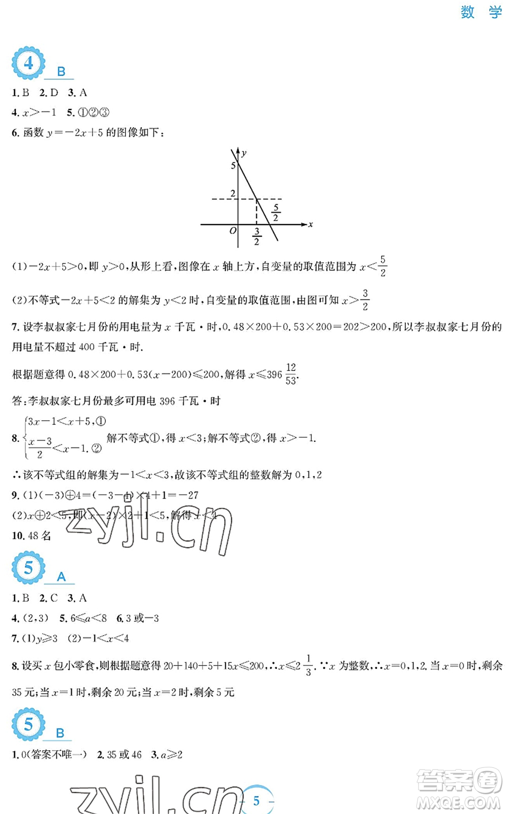 安徽教育出版社2022暑假作業(yè)八年級數學北師大版答案