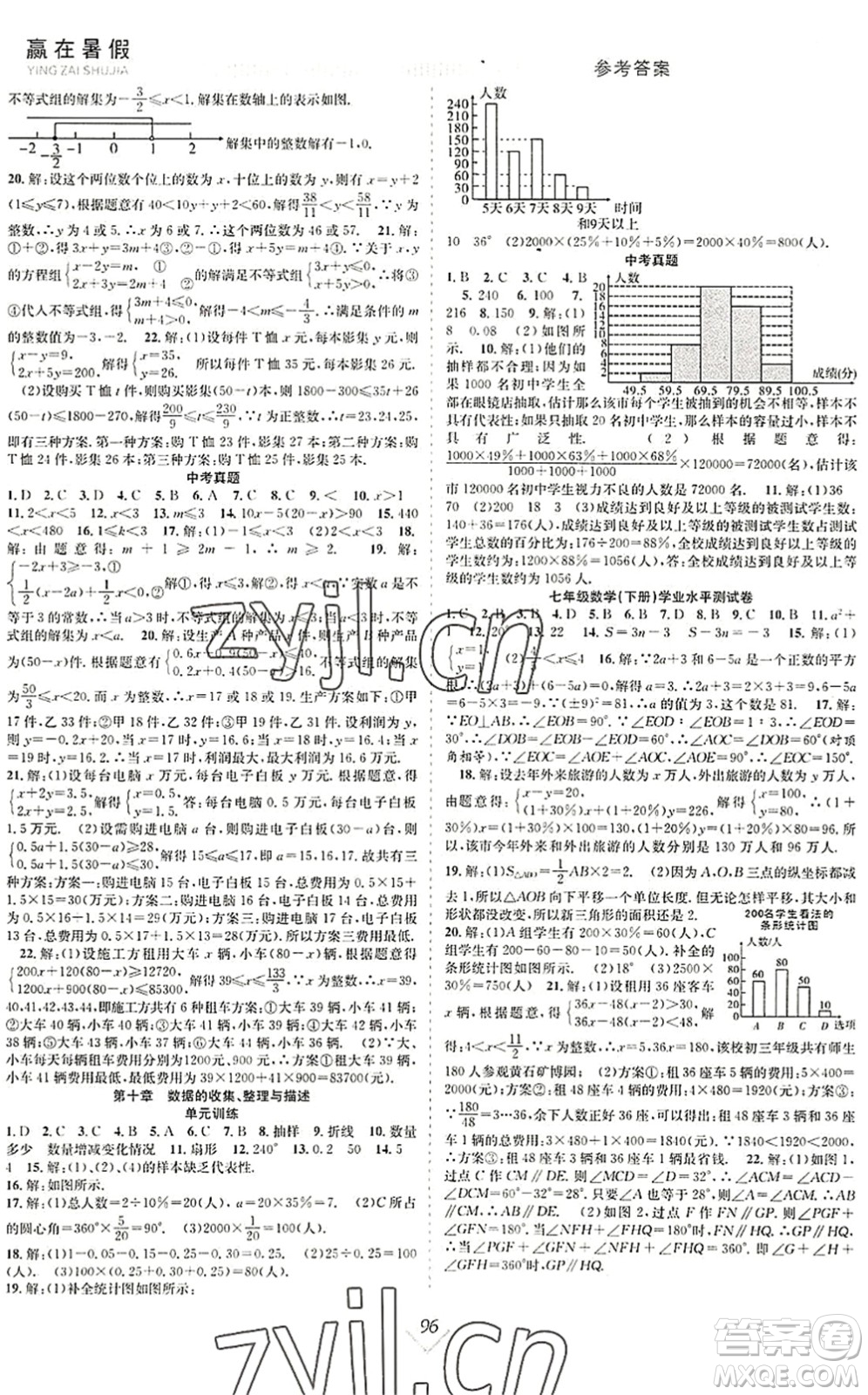合肥工業(yè)大學出版社2022贏在暑假搶分計劃七年級數(shù)學RJ人教版答案