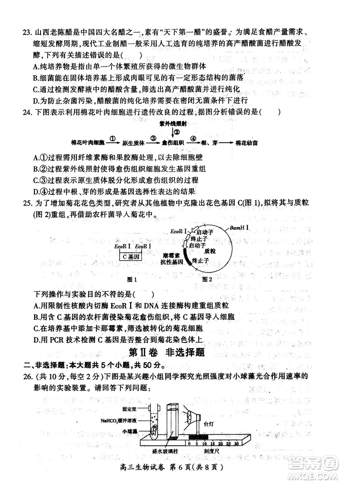 大同市2023屆高三年級(jí)學(xué)情調(diào)研測(cè)試生物試題及答案