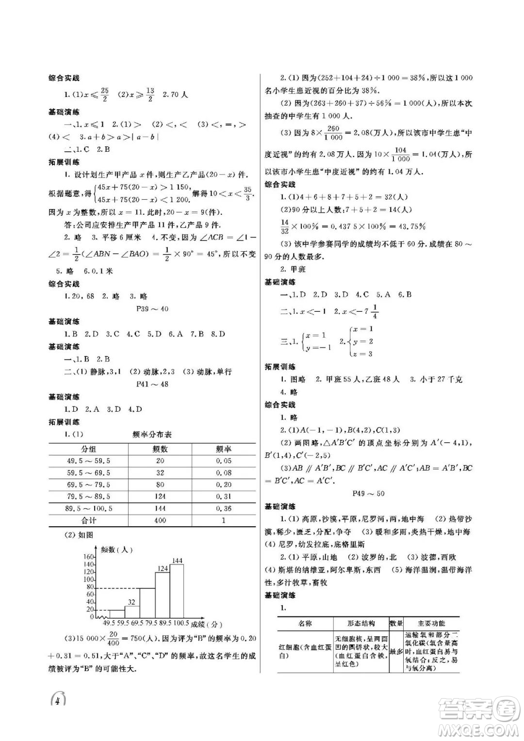大連理工大學出版社2022假期伙伴暑假作業(yè)七年級理綜答案