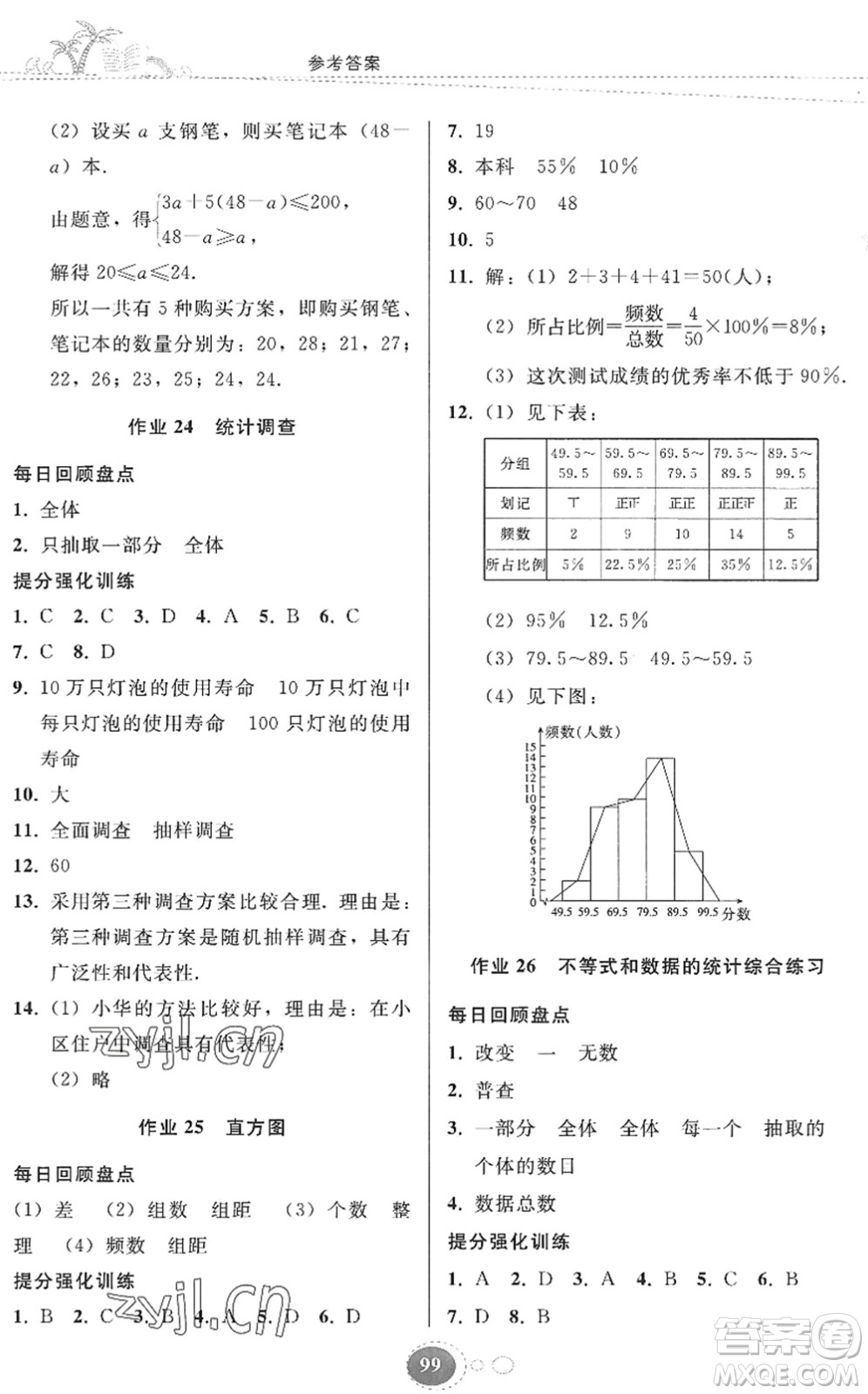 貴州人民出版社2022暑假作業(yè)七年級數(shù)學(xué)人教版答案
