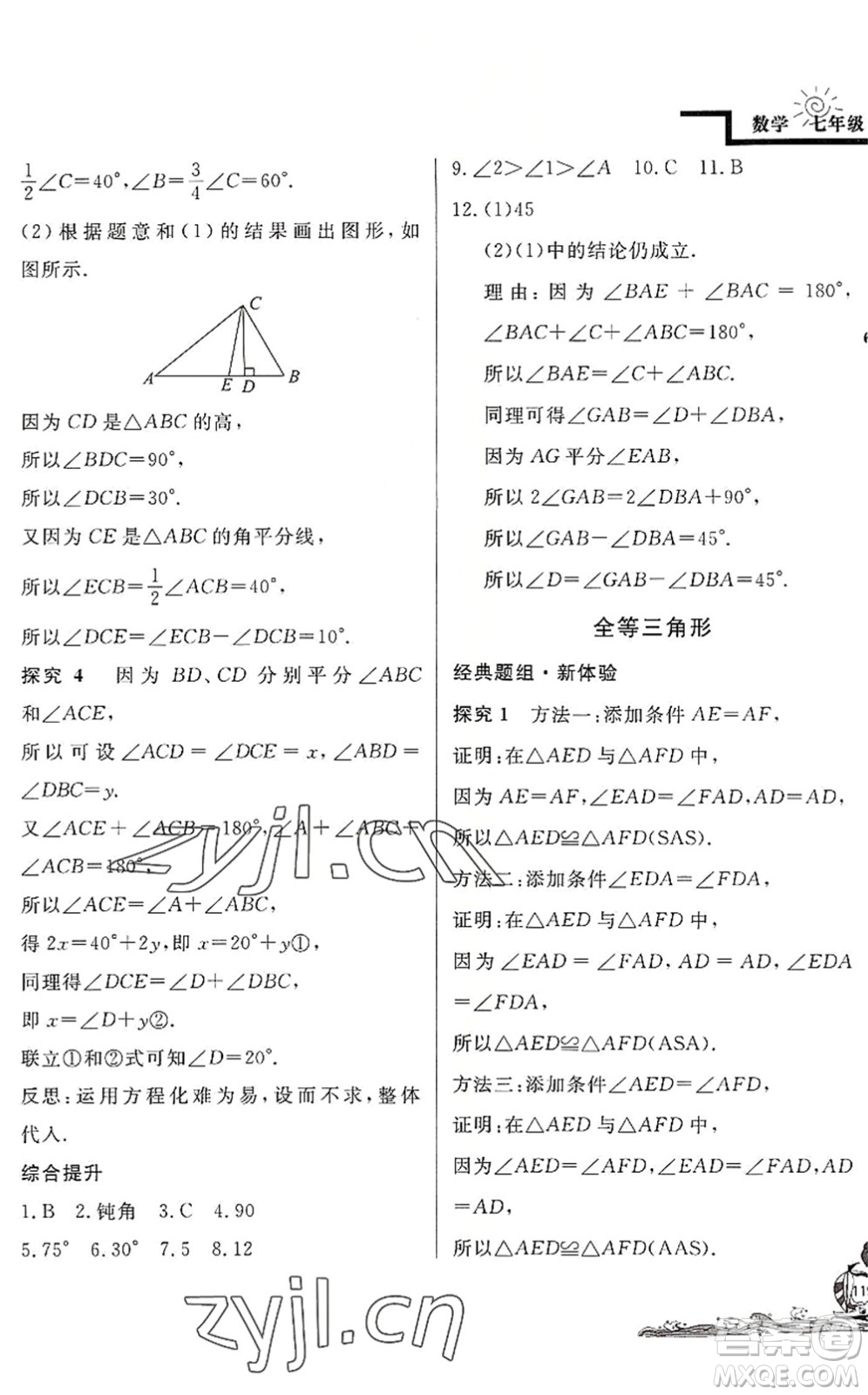 北京教育出版社2022學(xué)力水平快樂假期暑假七年級數(shù)學(xué)BS北師版答案