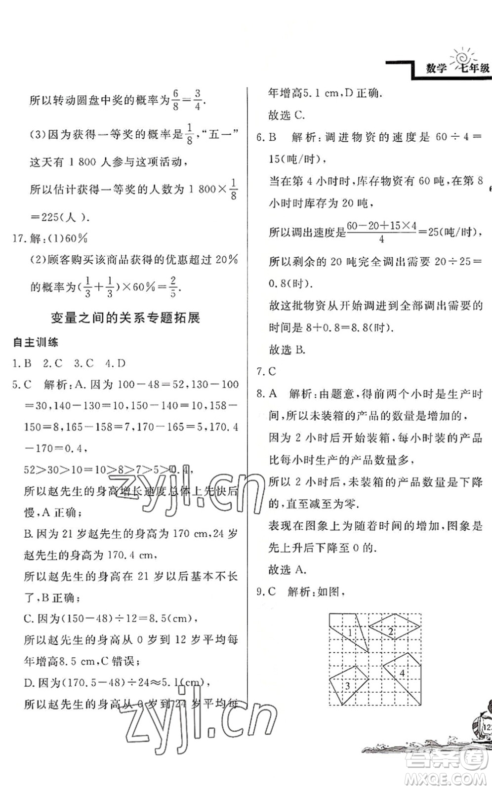 北京教育出版社2022學(xué)力水平快樂假期暑假七年級數(shù)學(xué)BS北師版答案