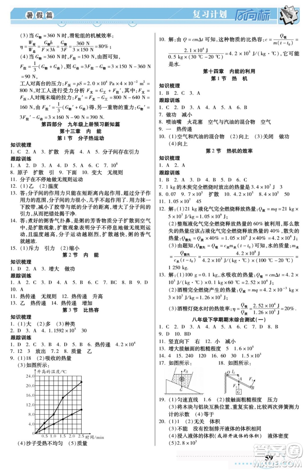 陽(yáng)光出版社2022復(fù)習(xí)計(jì)劃風(fēng)向標(biāo)暑假八年級(jí)物理RJ人教版答案