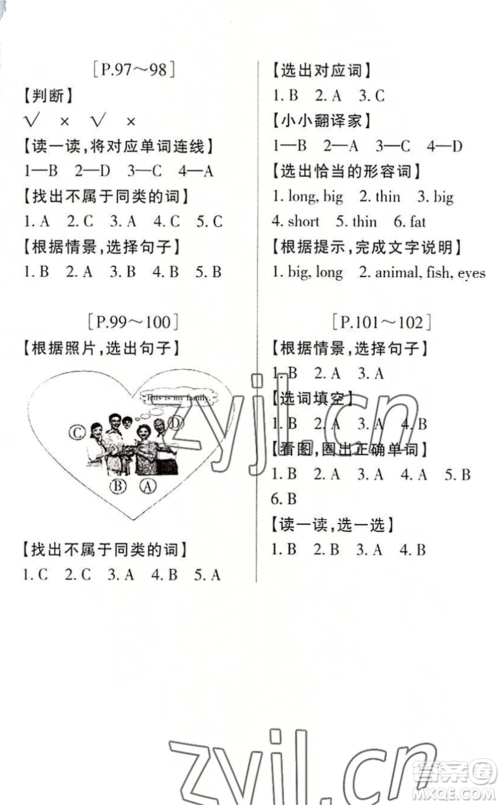 浙江少年兒童出版社2022暑假學與練三年級語文英語R人教版答案