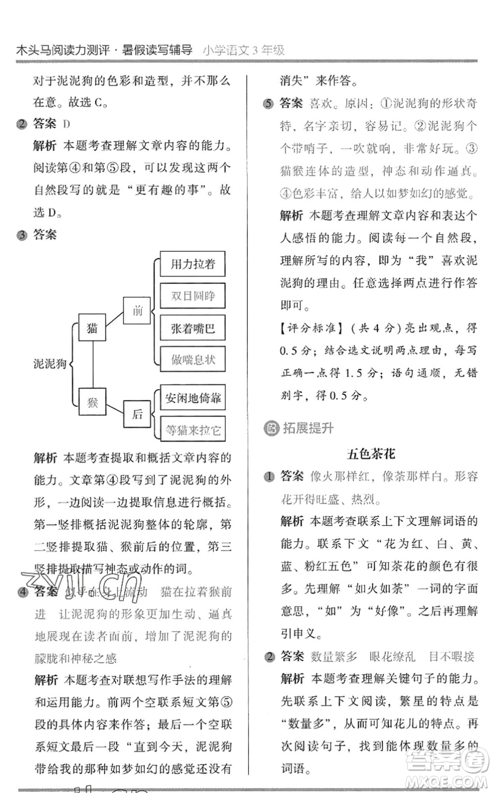湖南師范大學出版社2022木頭馬閱讀力測評暑假讀寫輔導三年級語文通用版答案