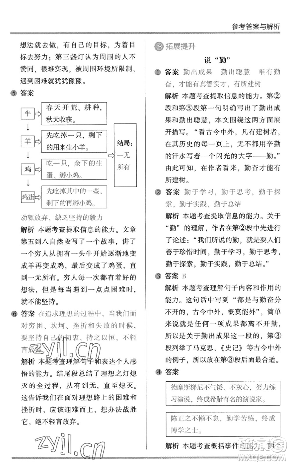 湖南師范大學(xué)出版社2022木頭馬閱讀力測(cè)評(píng)暑假讀寫輔導(dǎo)五年級(jí)語(yǔ)文通用版答案